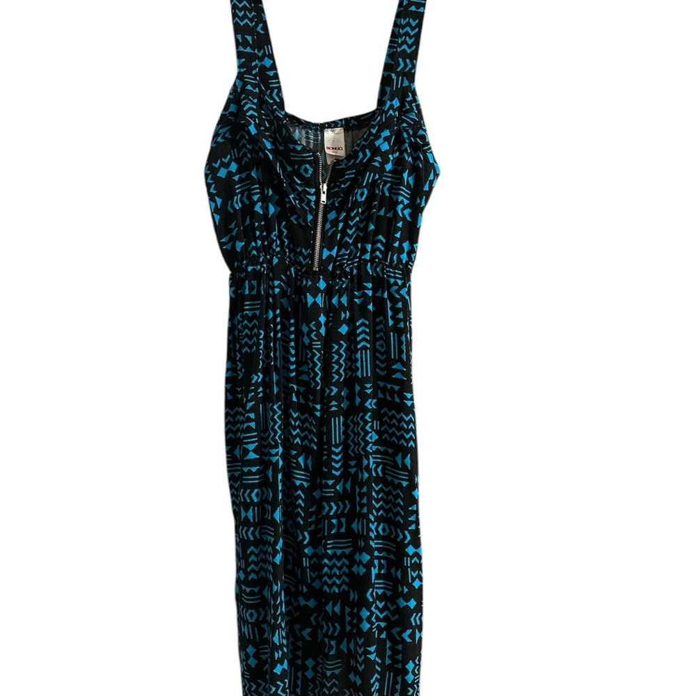 BONGO Black and Blue Patterned Maxi Dress